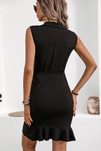 beachsissi Solid Color Lapel Sleeveless Bodycon Dress