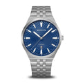 BERING Titanium Brushed Grey 41mm Blue Dial Men's Watch 16141-707