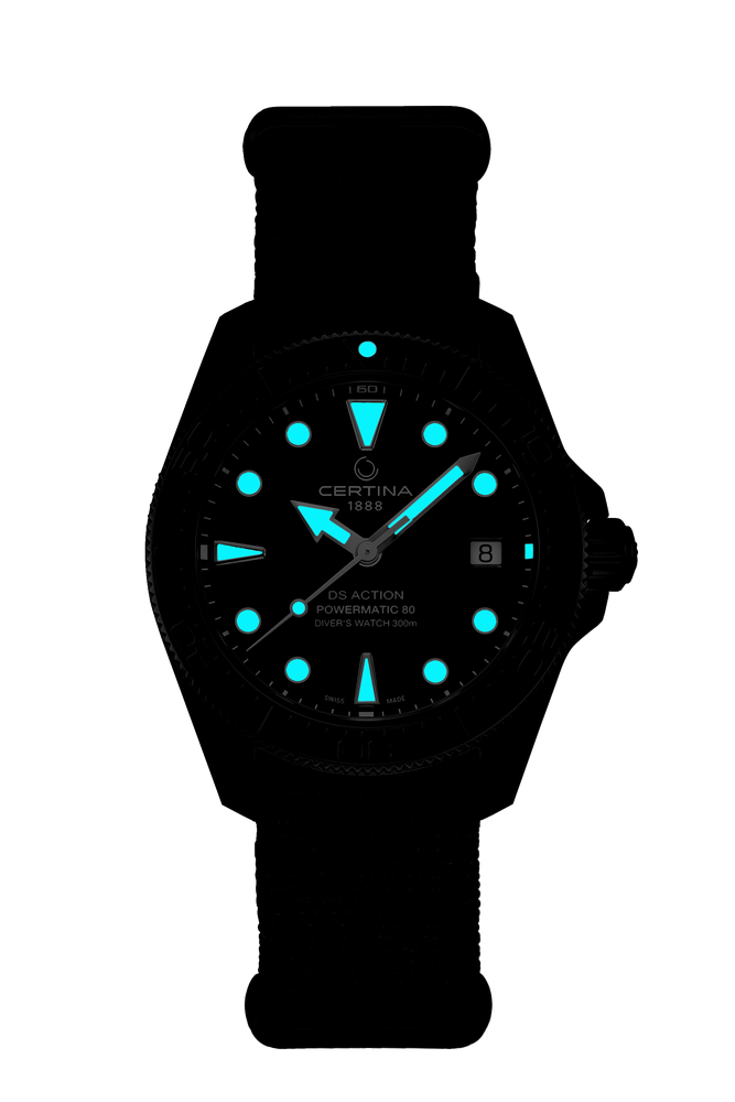 Certina DS Action Diver 38mm Powermatic 80 Black Dial Men's Watch C0488073805100
