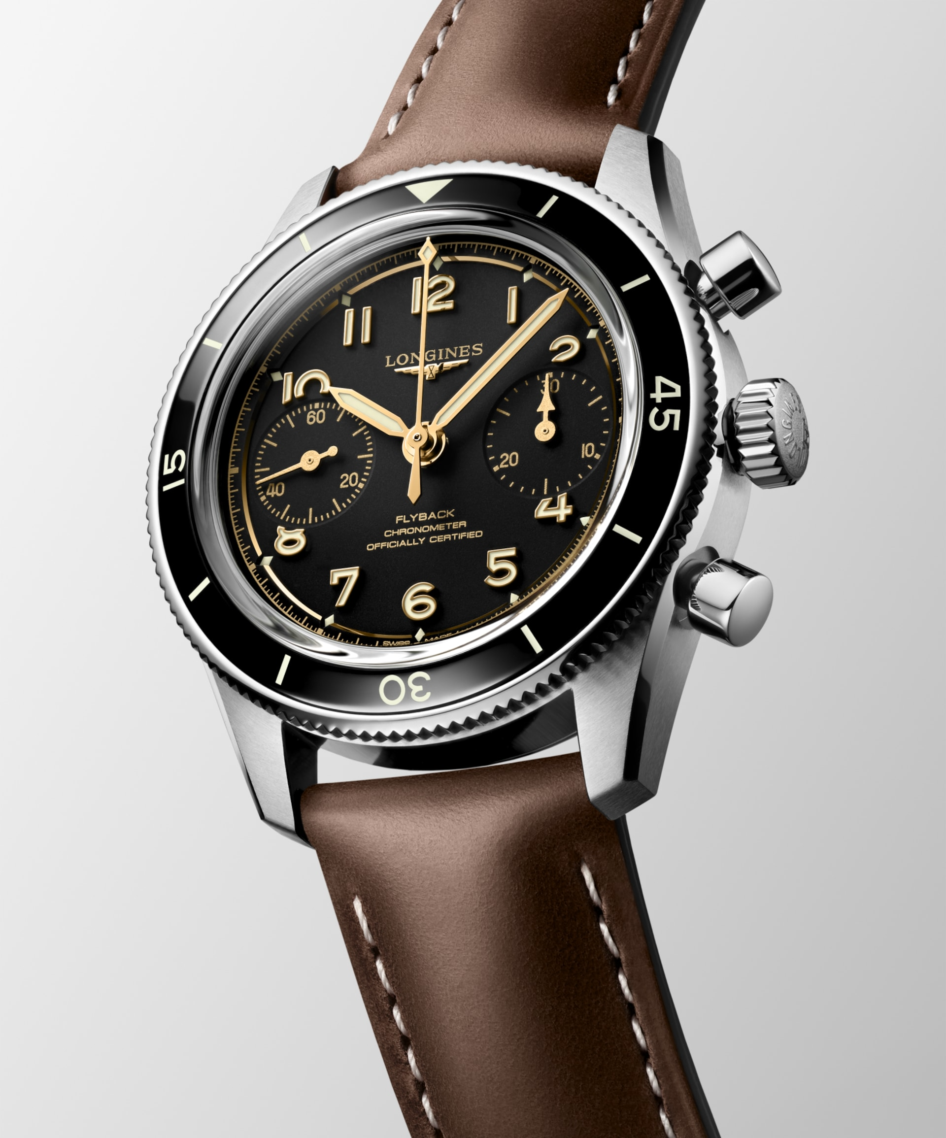 Longines Spirit Pilot Flyback 39.5mm Black Matt Dial Men's Watch L37214532
