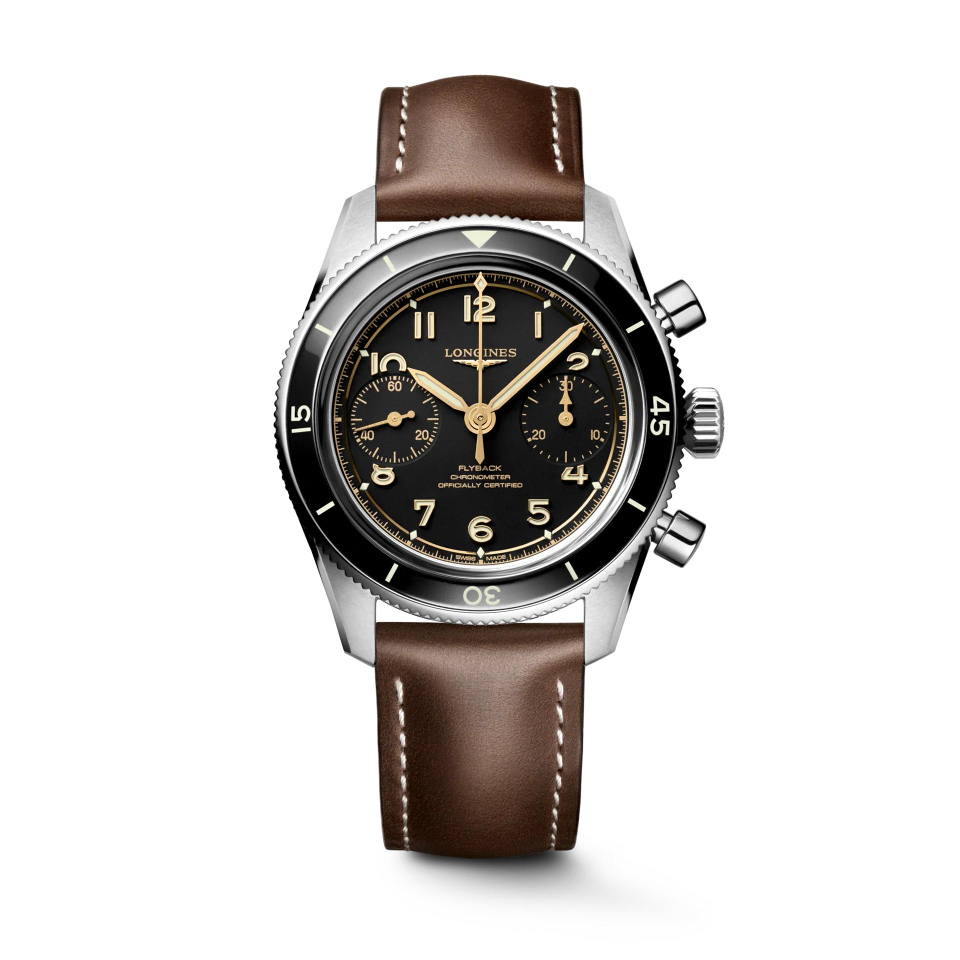 Longines Spirit Pilot Flyback 39.5mm Black Matt Dial Men's Watch L37214532